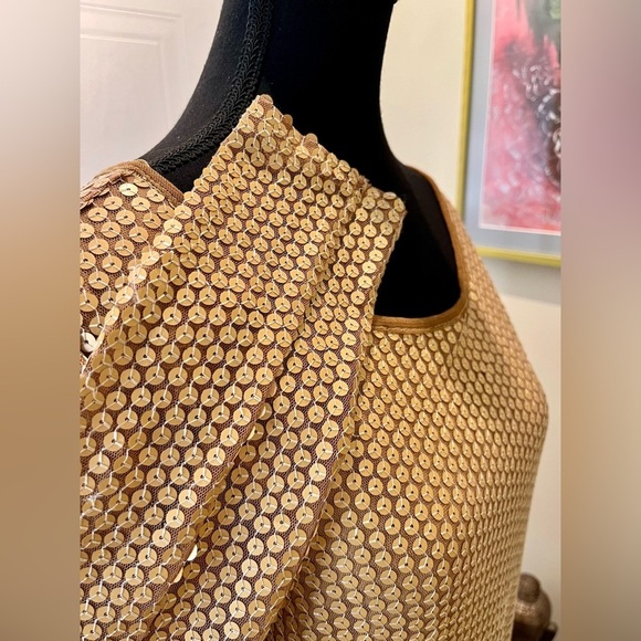 Costa Blanca gold sequin tunic dress / fully lined/  3/4 sleeves 💛💛💛💛In EUC. - Picture 10 of 12